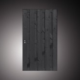 Vuren deur verticaal 180x100 cm gewolmaniseerd zwart RAL 9005 met slotgat